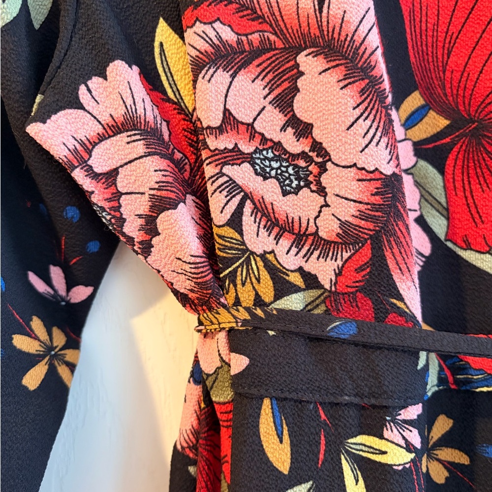Boohoo Floral Lola Wrap Dress - Black and Red - Picture 8 of 8